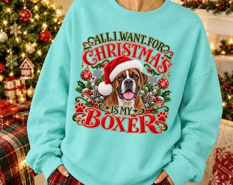Boxer Christmas Sweatshirt Holiday Dog Lover Gift Cute Santa Puppy Mom Jumper Festive Winter Apparel Canine Pet Owner Clothes