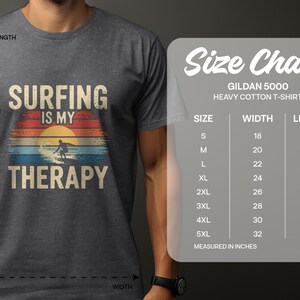 Mens Funny Surfing T-Shirt, Surfing Is My Therapy Shirt, Surfer Graphic Tee, Beach Therapy T-Shirt, Surf Lover Gift, Retro Surf Tee image 3