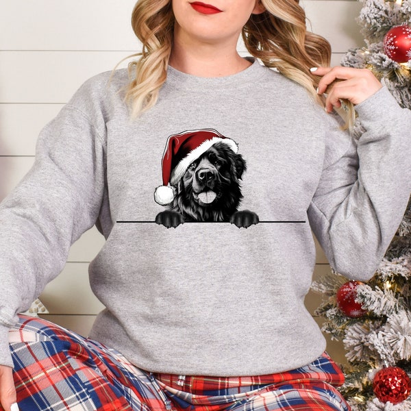Xmas Sweatshirt Newfoundland Dog Christmas Sweater Xmas Jumper Day Santa Hat For Men Women & Kids