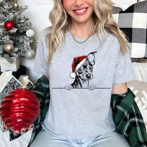 Kerst T-shirt Dwergpinscher Hond Kerst T-shirt Kerstmuts Ontwerp Kerst T-shirt Vakantieseizoen Shirt voor mannen vrouwen en kinderen