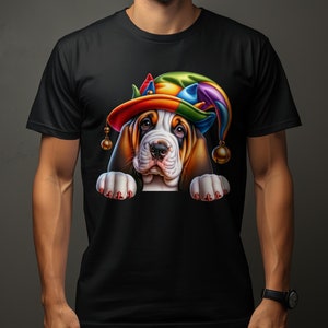 Bloodhound Dog Pup Jester Hat Design Dog Lover Gifts Present For Mans Best Friend Pet Gift Dog Design T Shirt Hoodie Sweatshirt