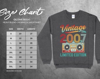 Sweat à Capuche 18 Ans édition Limitée 2007 - Style Vintage Sport, Cadeau Anniversaire