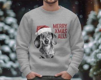 Sweatshirt Joyeux Noël Teckel - Drôle, Cadeau Pour Propriétaire De Chien, Coupe Classique