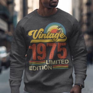 Vintage 1975 Limited Edition T-Shirt Sweatshirt Hoodie, 50th Birthday Gift, Born In 1975, 50 Years Old Retro Design