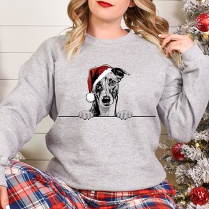 Xmas Sweatshirt Greyhound Dog Christmas Sweater Xmas Jumper Day Santa Hat For Men Women & Kids