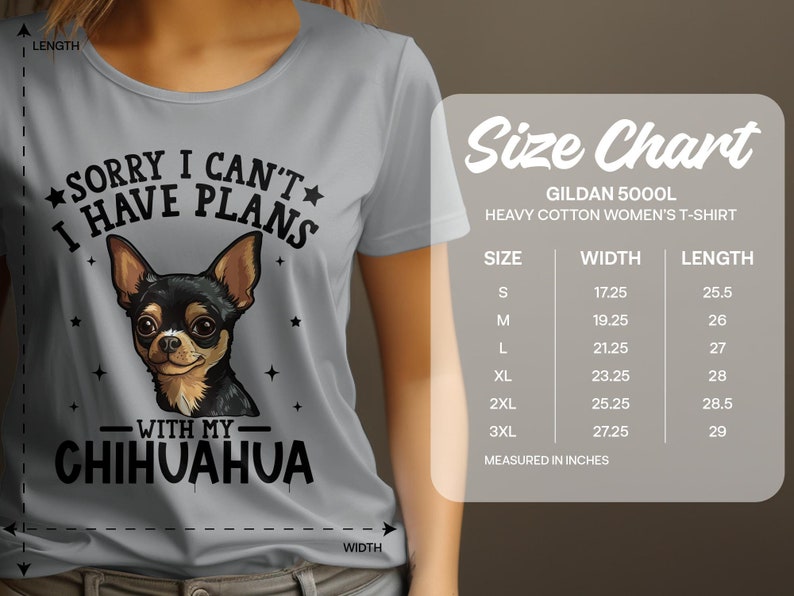 Dog T Shirt Sorry I Can't I Have Plans With My Chihuahua Womens Ladyfit Dog T-Shirt Cute Dog Lover Gift Funny Chihuahua Tee image 8