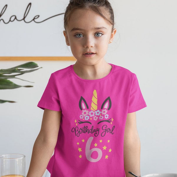 6e anniversaire fille chemise cadeaux Licorne T-shirt 6 ans chemise année née 2017