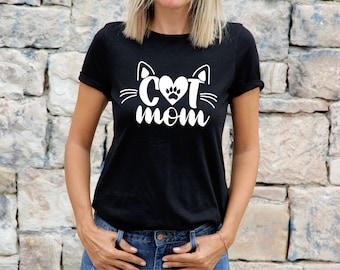 Damen Katzen TShirt Shirt Katzenliebhaber Geschenk für Katzen T-Shirt Katze Mama 2