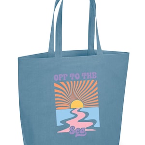Off To The Sea Tote Bag, Retro Beach Bag, Summer Tote Bag, Travel Bag, Beach Lover Gift, Vacation Tote Bag, Aesthetic Tote, Trendy
