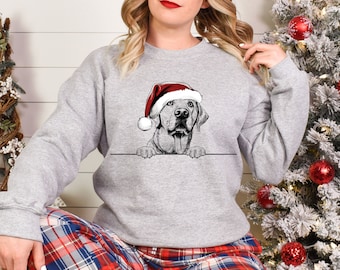 Sweat de Noël Labrador Retriever Chien Pull de Noël Pull de Noël Jour Chapeau de Père Noël pour Hommes Femmes et Enfants