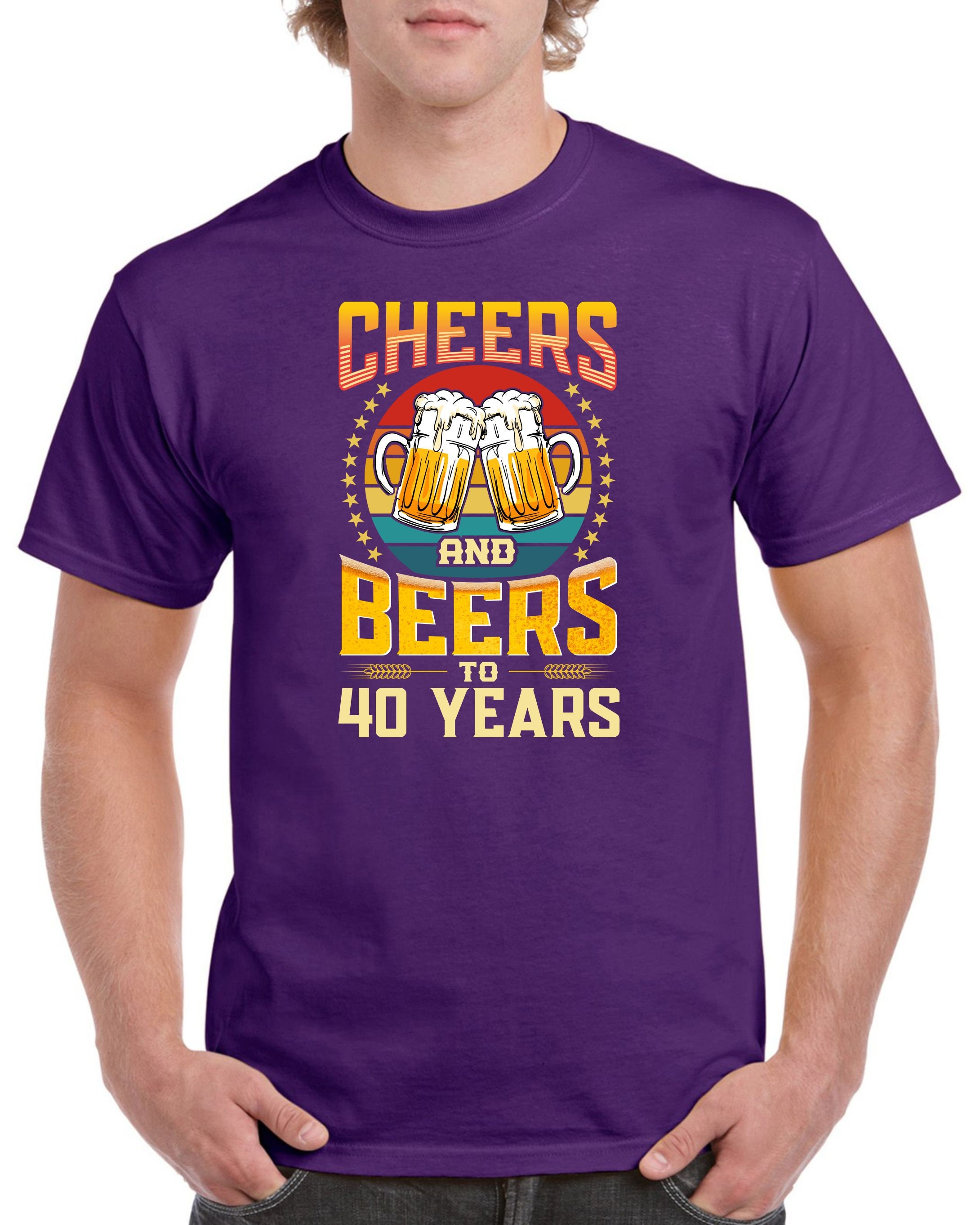 Discover Mens 40th Birthday Gifts Forty Cheers & Beers To 40 Years Funny Old T-Shirt