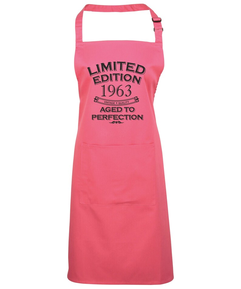 Baking Apron 61st Birthday Apron Funny Gifts For Dad Cooking 61 Years 1963 Aged To Perfection Polyester & Cotton Fuchsia