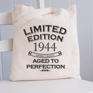 女性への80歳の誕生日プレゼント 80歳のトートバッグ 1944年のギフト 女性へのトートバッグ トートバッグ キャンバストートバッグ イギリス 80歳の誕生日バッグ 80歳のトートバッグ