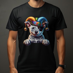 Australian Cattle Dog Pup Jester Hat Design Hondenliefhebber Cadeaus Cadeau Voor Man Beste Vriend Huisdier Cadeau Hondenontwerp T-shirt Hoodie Sweatshirt