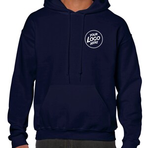 Personalised Hoody Hoodie Custom Work Sweatshirts For Men Printed Workwear Text Or Logo Hospitality Working Top Navy Blue