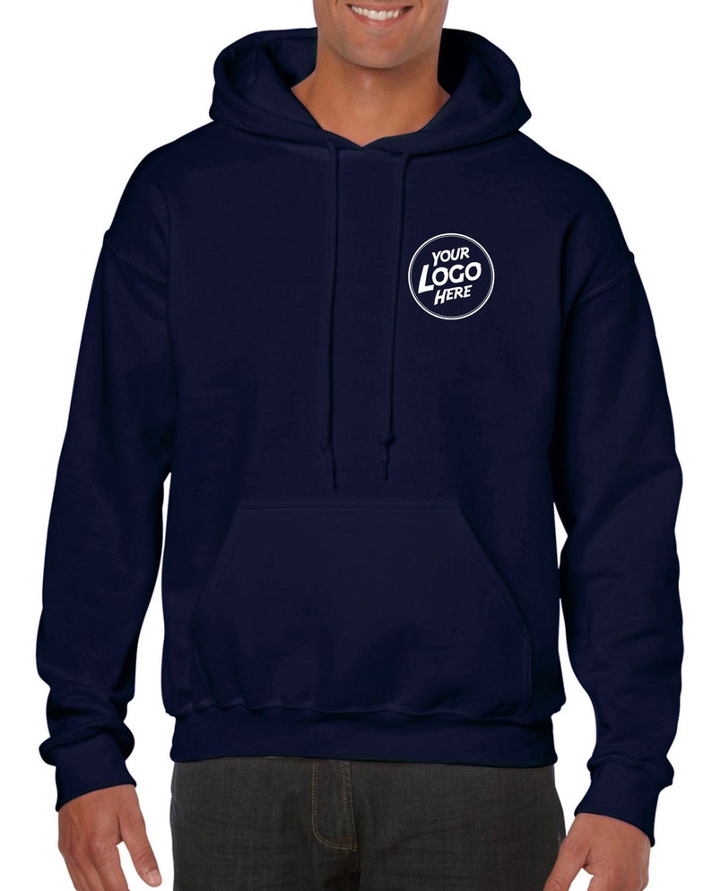 Personalised Hoody Hoodie Custom Work Sweatshirts For Men Printed Workwear Text Or Logo Hospitality Working Top Navy Blue