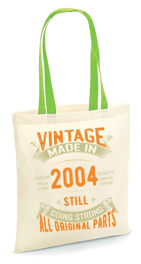 Vintage Made in 2004 Tote Bag for 21st Birthday, 21 Years Old Gift