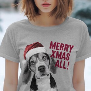 Kerst T-shirt Kerst T-shirt Beagle Hond Kerstman Hoed Hondenliefhebber Geschenken Huisdier Kerstshirt Vakantie Seizoen Merry Xmas T-shirt