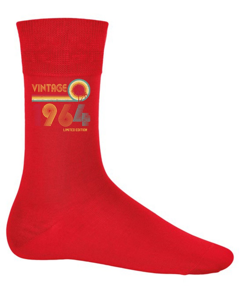 Cadeaux d'anniversaire pour homme ou femme, chaussettes vintage 1964, édition limitée 60 ans Red