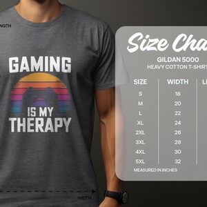 Gaming is mijn therapie T-shirt voor mannen, grappig gamershirt, uniek T-shirt, cadeau videogameliefhebber, vrijetijdskleding, cool gaming-designshirt afbeelding 3