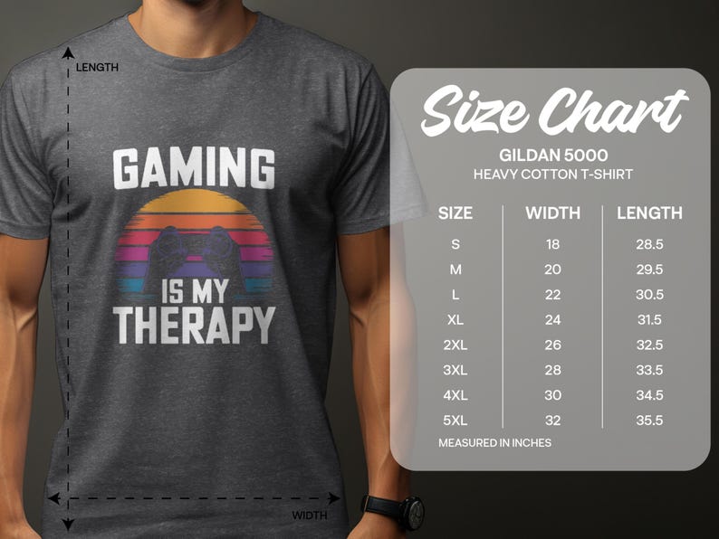 Gaming is mijn therapie T-shirt voor mannen, grappig gamershirt, uniek T-shirt, cadeau videogameliefhebber, vrijetijdskleding, cool gaming-designshirt afbeelding 3