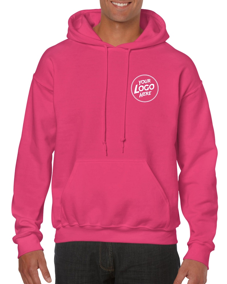 Personalised Hoody Hoodie Custom Work Sweatshirts For Men Printed Workwear Text Or Logo Hospitality Working Top Hot Pink