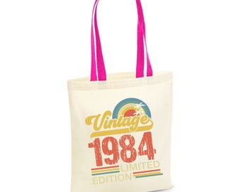 40 Geburtstagsgeschenke Kontrast Tragetaschen 40 Party Tasche 40 Jahre alte Einkaufstasche Umhängetasche Vintage 1984 Limited Edition