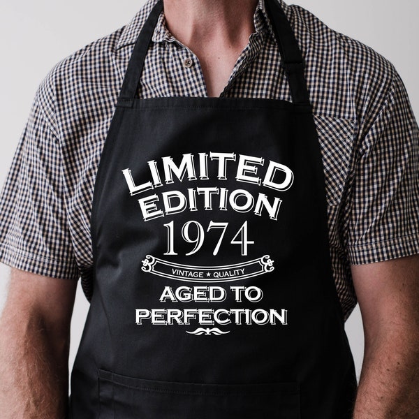 Baking Apron 50th Birthday Gifts Cooking Apron 50 Years Old Kitchen Limited Edition Born In 1974 Aged To Perfection