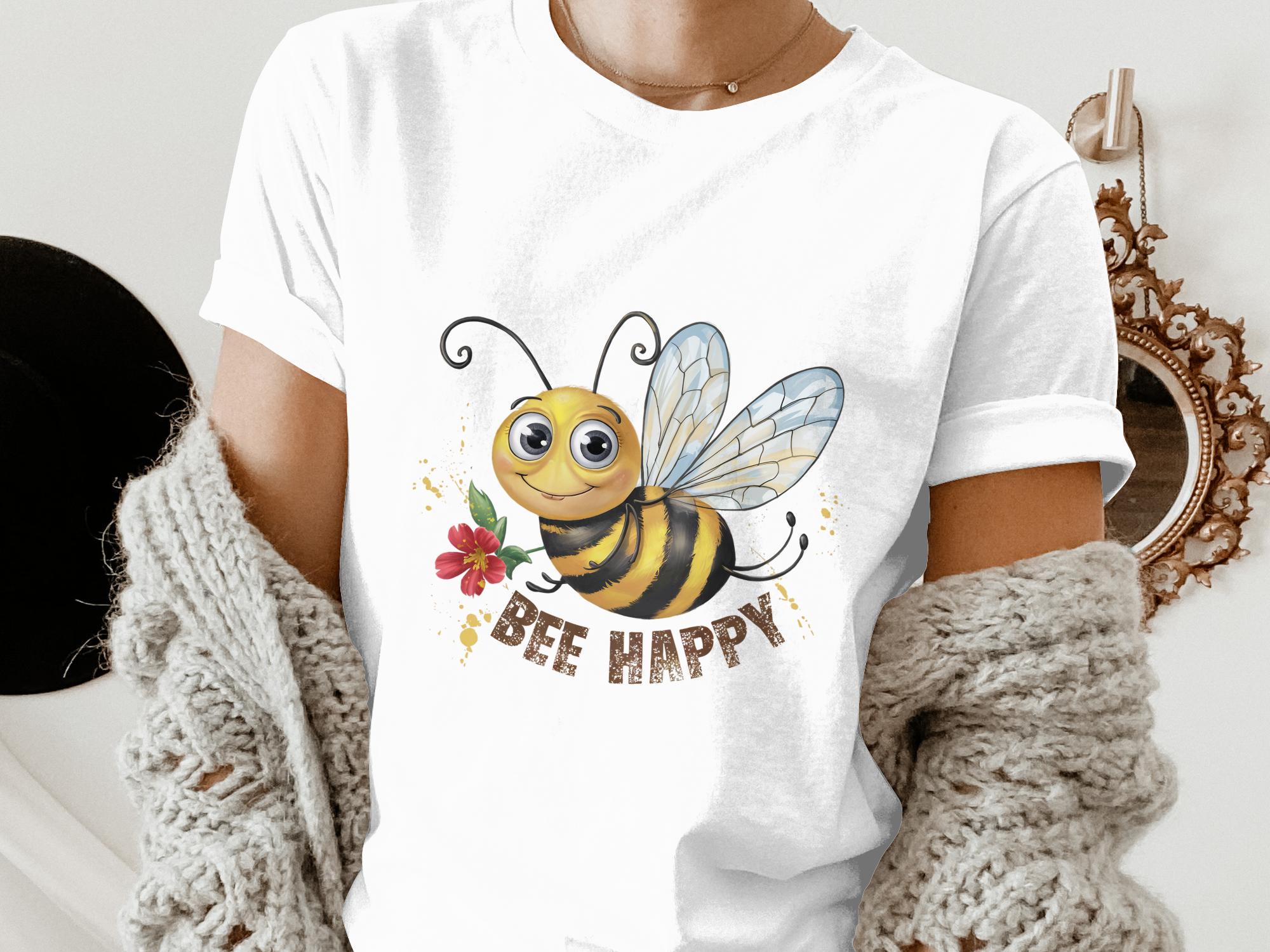 Funny Bee T Shirt for Women Ladyfit, Cute Bee Happy Graphic Tee
