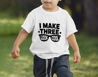 Maglietta di compleanno per bambini di 3 anni, maglietta di compleanno "I Make Three Look Cool", maglietta carina per il terzo compleanno, divertente regalo di terzo compleanno.