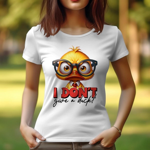 Women's Sarcastic T-Shirt, I Don't Give a Duck Funny Duck Graphic Tee, Humorous Casual Wear
