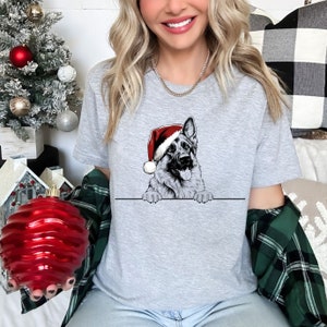 Kerst T-shirt Duitse herder Kerst T-shirt Kerstmuts Ontwerp Kerst T-shirt Vakantieseizoen Shirt voor mannen vrouwen en kinderen