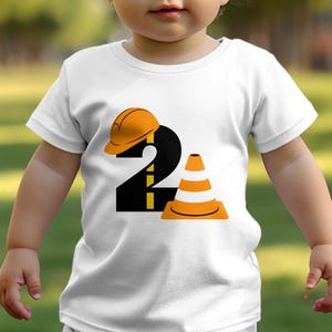 Boys 2nd Birthday T Shirt White T-Shirt, Construction Themed Birthday Shirt, Toddler Boy Birthday Outfit, Boys Second Birthday Shirt