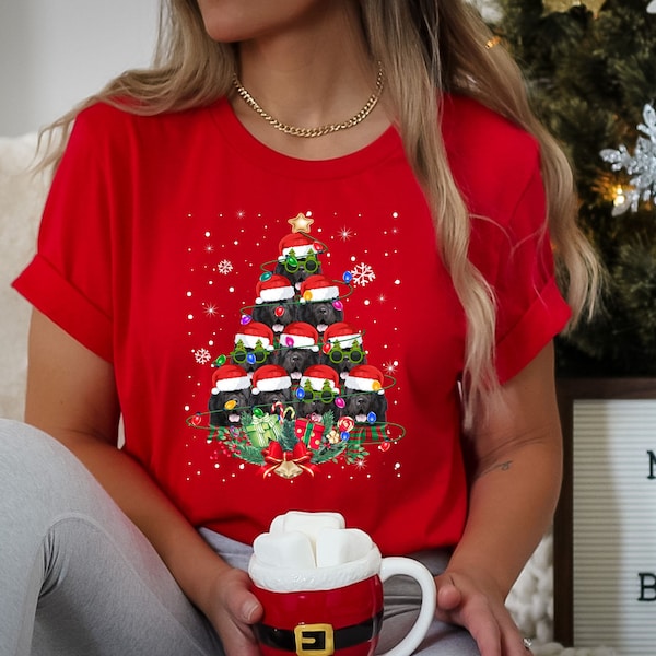 Newfoundland Dog Gifts Xmas Christmas Mens Womens Kids TShirt Tee T-Shirt Tree Santa Lover