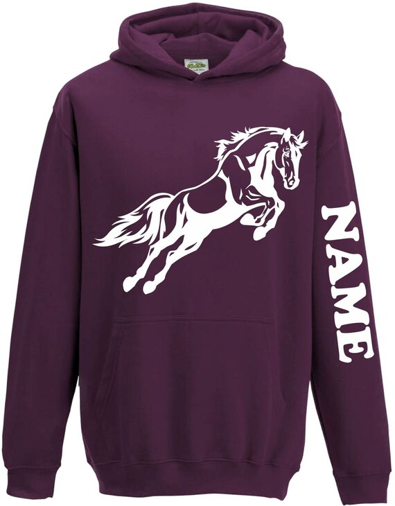 DCGPRINTWEAR Horse Riding Gifts for Girls Horse Hoodies for Girls Horse Riding Gifts Horse Print Personalised Hoodies for Kids Horse Hoody Childrens