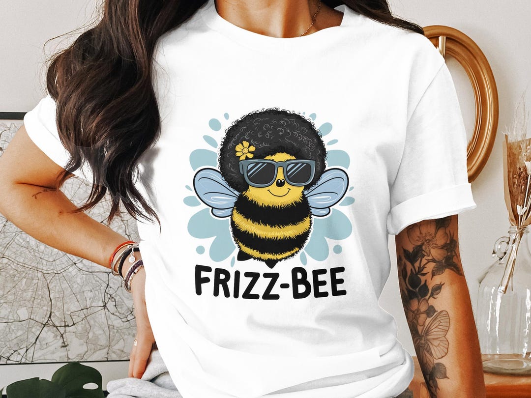 女性用面白い蜂Tシャツ、レディフィット、かわいいフリル蜂デザイン