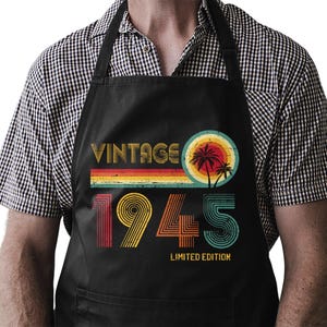80th Birthday Apron - Excellent Gift For Cooks, Chefs, BBQ - Unisex Black Printed Apron