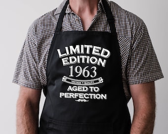 Baking Apron 61st Birthday Apron - Funny Gifts For Dad Cooking 61 Years 1963 Aged To Perfection Polyester & Cotton