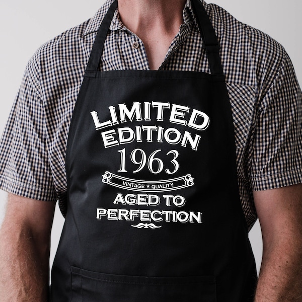 Baking Apron 61st Birthday Apron - Funny Gifts For Dad Cooking 61 Years 1963 Aged To Perfection Polyester & Cotton