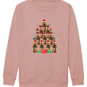 Kids Christmas Jumper Cocker Spaniel Dog Kids Xmas Gift Childrens Xmas Sweater Kids Christmas Sweatshirt Childs Xmas Tree 2 Dusty Pink
