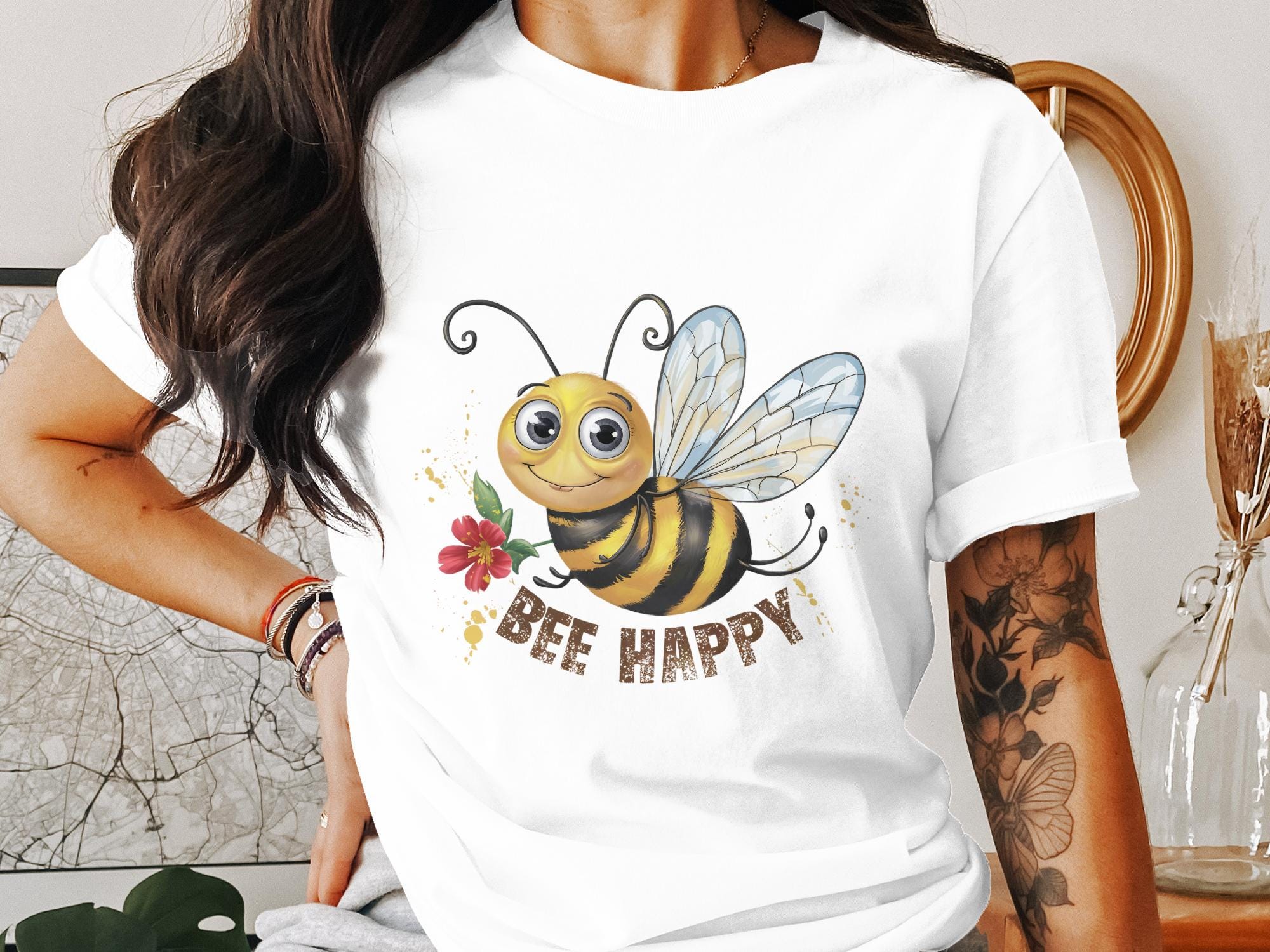 新品 pp* closet BEE HAPPY t-shirt Bee-Happy T-Shirt Funny Cute Bee