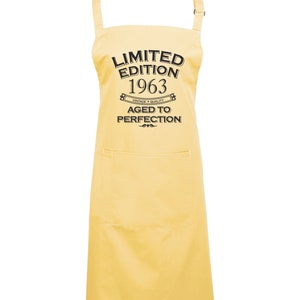 Baking Apron 61st Birthday Apron Funny Gifts For Dad Cooking 61 Years 1963 Aged To Perfection Polyester & Cotton Lemon