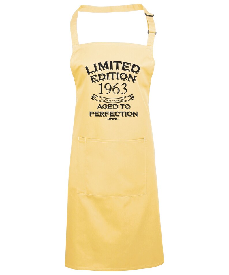 Baking Apron 61st Birthday Apron Funny Gifts For Dad Cooking 61 Years 1963 Aged To Perfection Polyester & Cotton Lemon