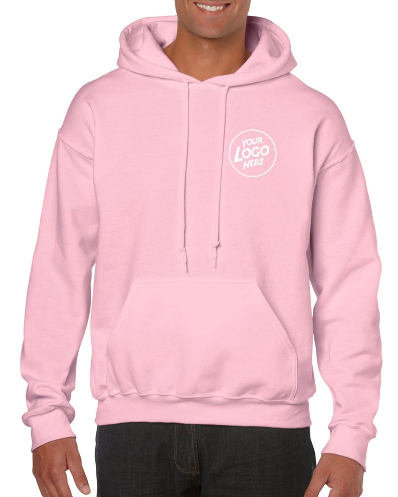 Personalised Hoody Hoodie Custom Work Sweatshirts For Men Printed Workwear Text Or Logo Hospitality Working Top Light Pink