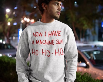 Men's Xmas Jumpers & Sweatshirts - Die Hard Christmas Machine Gun Theme Cotton Sweatshirt