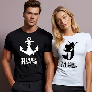 Regali per lui e per lei Coppia abbinata Camicia Mr e Mrs T-Shirt Sono la sua ancora Sono la sua sirena