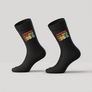 Seventieth Birthday Sock Gift Birth Year Nineteen Fiftysix Awesome Since Seventy Years Old Celebration Milestone Novelty Funny Present