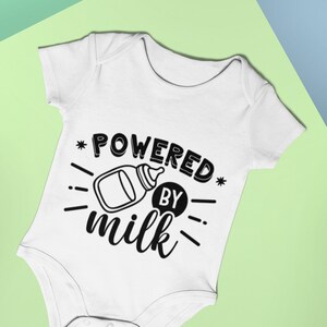 Baby Bodysuit Powered By Milk Funny Baby Vest Baby Shower Gift New Baby Gift Baby Onesie