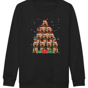 Kids Christmas Jumper Cocker Spaniel Dog Kids Xmas Gift Childrens Xmas Sweater Kids Christmas Sweatshirt Childs Xmas Tree 2 Black