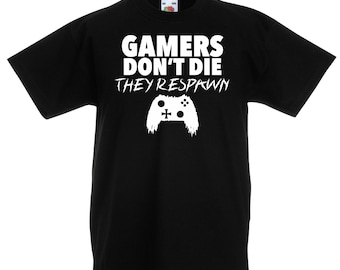 Gaming T-Shirt for Boys Kids Girls & Youths Computer Gamer Cotton Tee Gamers Dont Die They Respawn